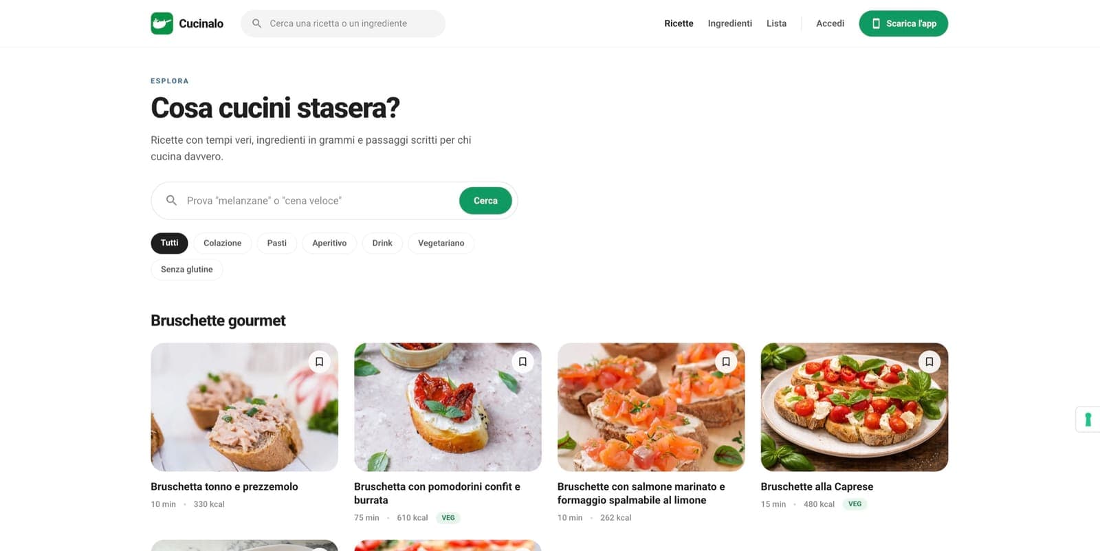 Cucinalo: schermata del progetto
