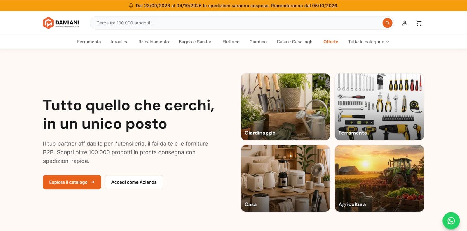 Damiani Global Commerce: schermata del progetto
